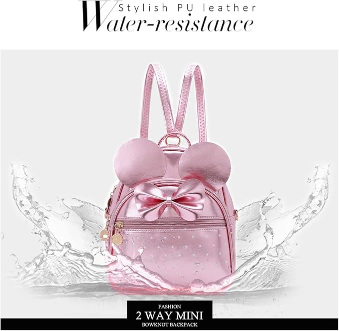 KL928 Girls Mini Backpack Bowknot Polka Dot Cute Small Daypacks Convertible Shoulder Bag Purse for Women