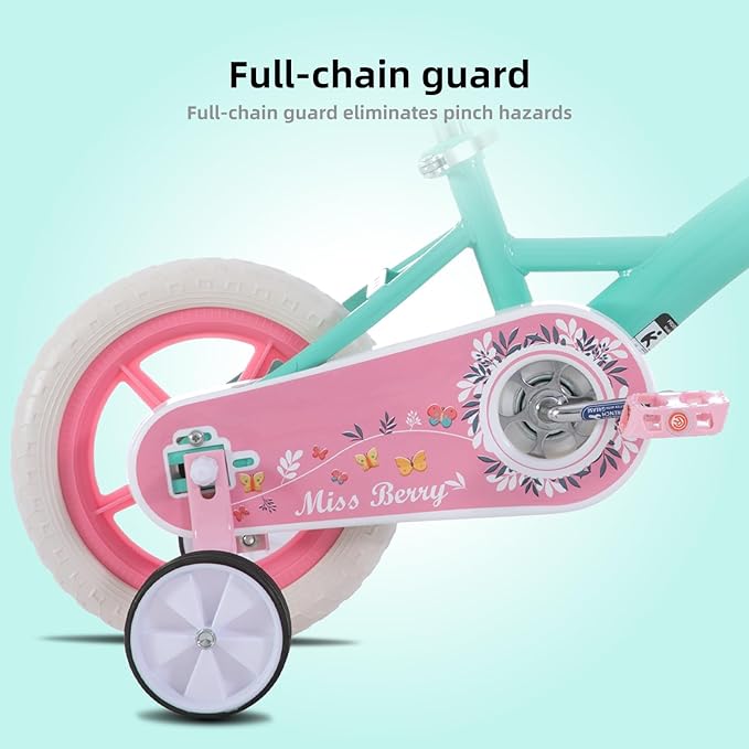 KEANO Voyager 10 12 Inch Kids Bike for Boys and Girls Ages 1-4 Years, Toddler Bike with Training Wheels & Basket, Detachable Parent Push Handle, Children Bicycle