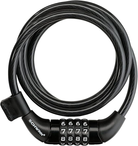 Schwinn Anti Theft Bike Lock, Security Level 1, Combination Lock, 4 Foot , Black