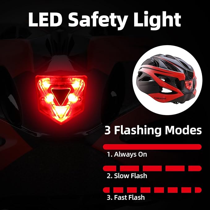 Adult Bike Helmet, Bicycle Helmet with Rear LED Light & Detachable Magnetic Goggles, CPSC/CE Certified Cycling Helmet Adjustable for Men Women Mountain & Road