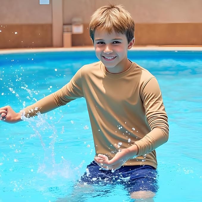 INGEAR Boys' Rash Guard UPF 50+ Swim Shirt - Lightweight, Quick-Dry, Durable Sun Protection for Swimming, Sizes XS-XL