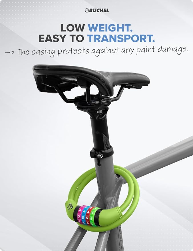 Bike Locks Cable for Kids - Colorful & Keyless - Secure Your Child's Bike - Easy-to-Use Bicycle Accessory, High Security 5 Digit Resettable Combination Coiling Bicycle Lock, Anti Theft