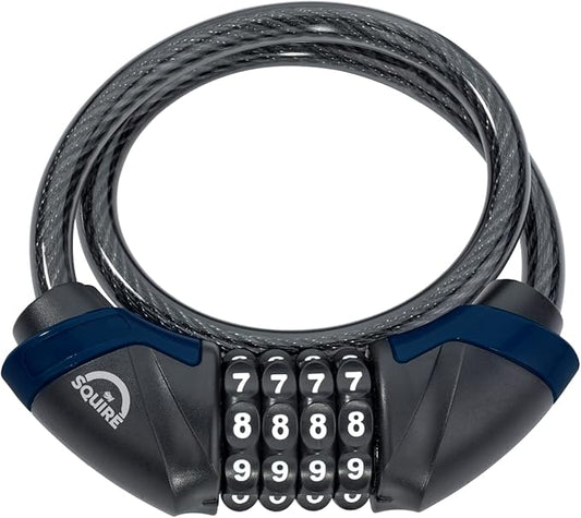 Squire Heavy Duty Bikelock (Kilda Combi) - 4 Wheel Combination Cable Lock - Weatherproof Armoured Steel Combination Bike Lock - Flexible, Tamper Proof Combination Lock All Purpose Use (600 mm)