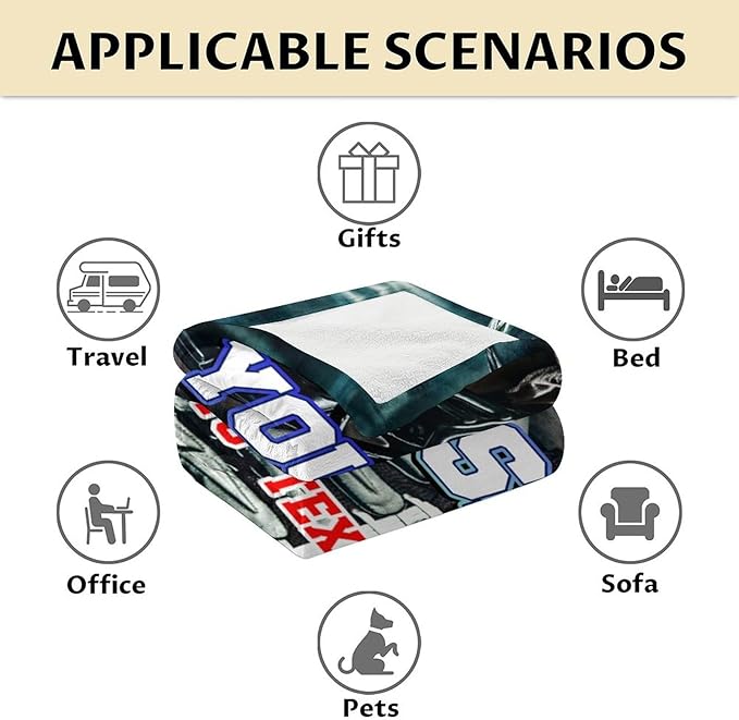 Photo Blankets for Kids Boys Teens Adults, Custom 80x60 Inches Plush Lightweight Warm Flannel Throws Personalized Gifts with Name for Bed Living Room Home