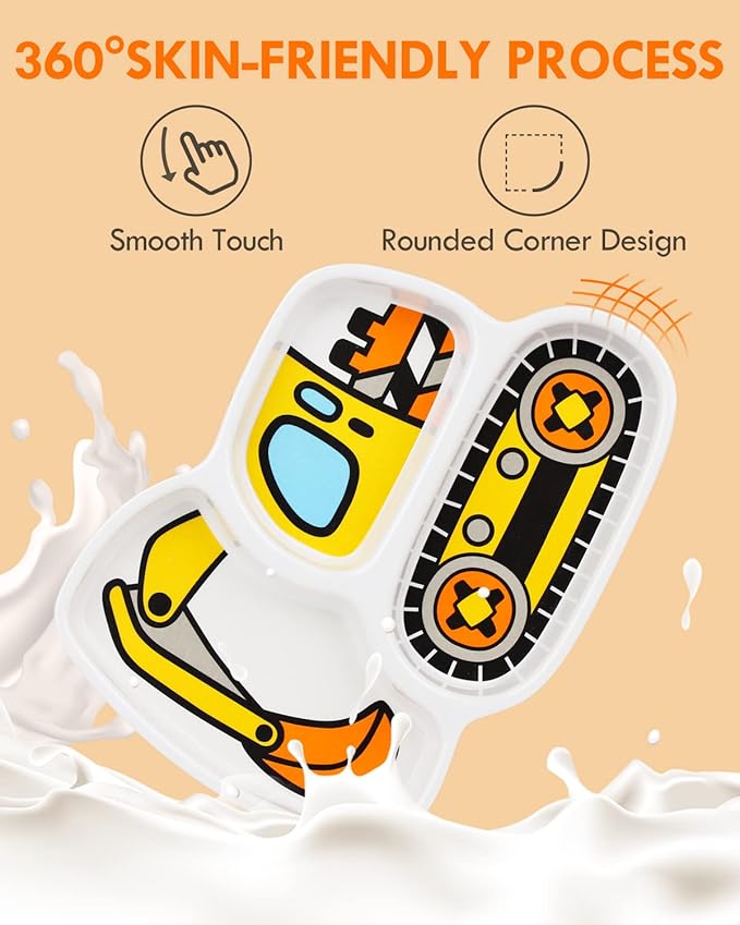 Lehoo Castle Kids Plates and Bowls Sets, Kids Dinnerware Set Includes Plate, Bowl, Cup and Tableware, Made of Durable Material, Perfect for Child, Toddler Utensils Self Feeding (5 Piece Construction)