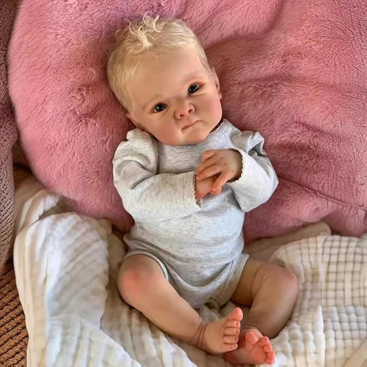 Lifelike Reborn Baby Dolls - Bettie, 18 Inch Newborn Baby Boy Doll with Weighted Soft Cloth Body, Real Life Baby Dolls with Blonde Hair Christmas Birthday Gift for Kids Age 3+