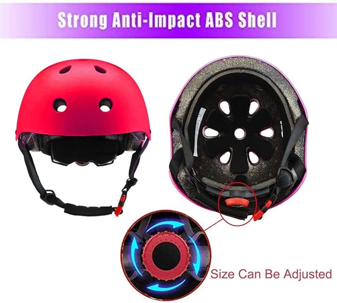 Kids Bike Helmet Skateboard Knee Pads - Kids Helmet Elbow Pads Wrist Guards Adjustable for 5~15yrs Girl Boy Kids Protective Gear Set for Sport Cycling Bike Roller Skating Scooter
