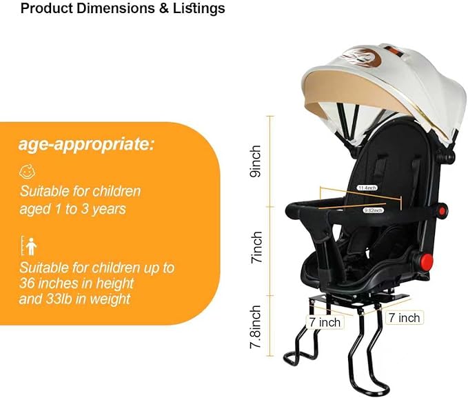Rear Child Bike Seat, with Rain Shelter Backrest Rear Bike Seat, Foldable Rear Mounted Child Bike Seat, 2025 New Comfortable Child Rear Seat, Suitable for Most Bicycle Rear Frames
