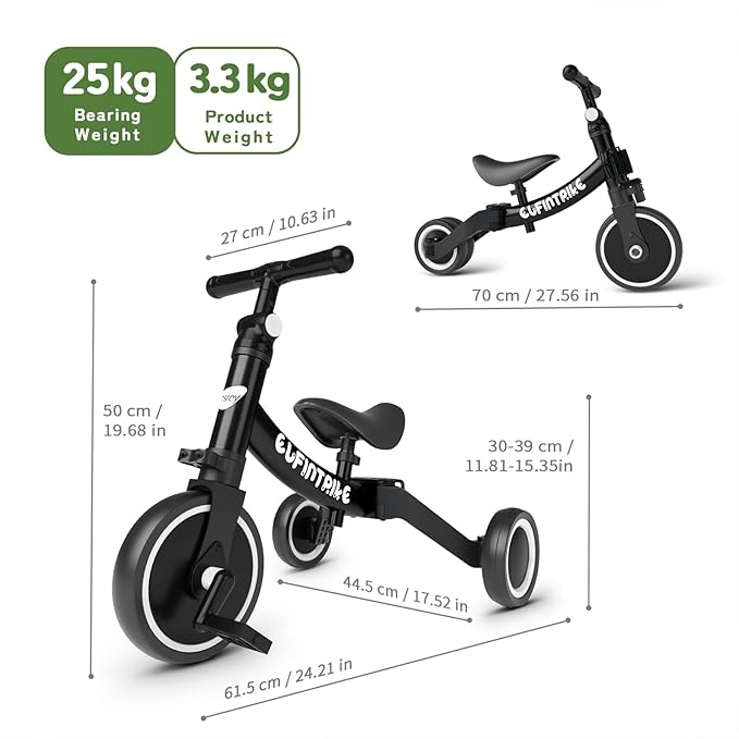 besrey 5 in 1 Toddler Bike for 1 Year to 4 Years Old Kids, Toddler Tricycle Kids Trikes Tricycle, Toys for Boy & Girl, Balance Training, Removable Pedals