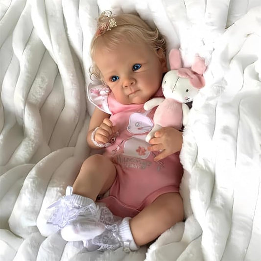 MAIHAO Reborn Baby Dolls Blonde Girl Lifelike Baby Dolls Realistic 19-Inch Reborn Doll Girl Vinyl Body Open Eyes Newborn Real Life Baby Gifts/Toys for Collection & Kids Age 3+