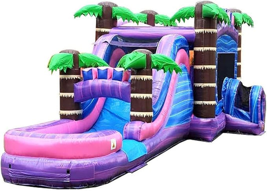 TentandTable Inflatable Bounce House Water Slide for Kids 5-12 Large, Commercial Grade Mega Bouncy Castle for Adults, Jump House, Includes Electric Air Blower, 32' L x 16' W x 15' H, Purple Marble