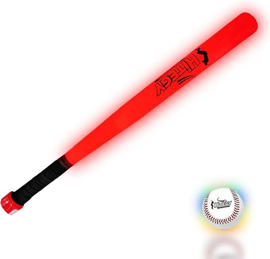LED Baseball Bat and Ball Set, Rechargeable Glow in The Dark Baseballs (5 Color) | USB Charging, Waterproof | for Night Practice, Backyard Games, Gifts for Boys, Girls, Kids & Adults