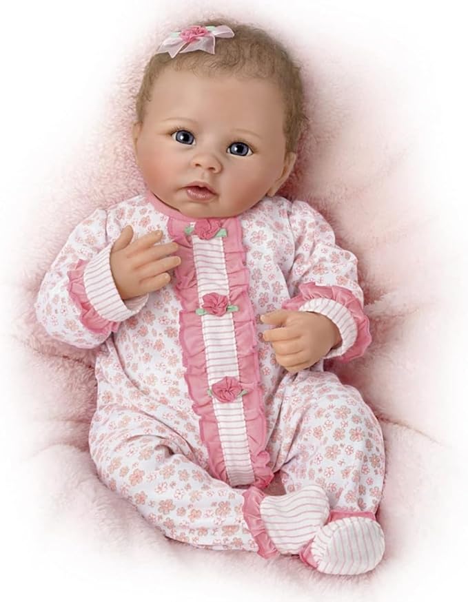 The Ashton-Drake Galleries Katie Reborn Lifelike Baby Doll 19 Inches, Interactive Heartbeat with Breating and Cooing, RealTouch Soft Vinyl with a Poseable Weighted Cloth Body, Hand-Rooted Hair