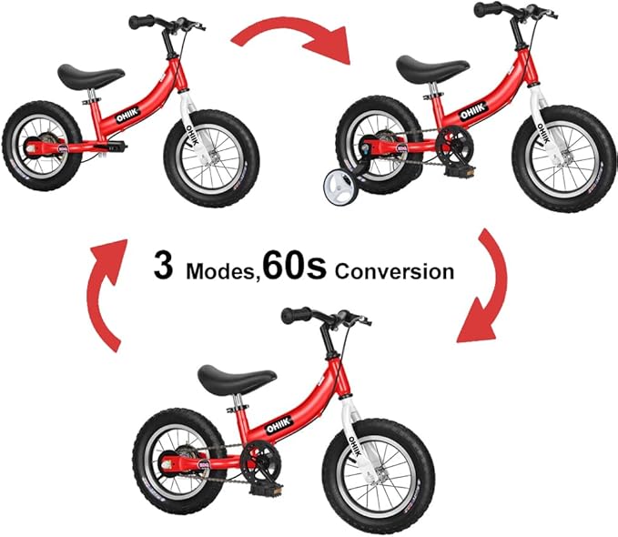 Balance Bike 2 in 1 for Kids 2 3 4 5 6 7 Years Old,Balance to Pedals Bike,12 14 16 inch Kids Bike,with Pedal kit,Training Wheels,Brakes