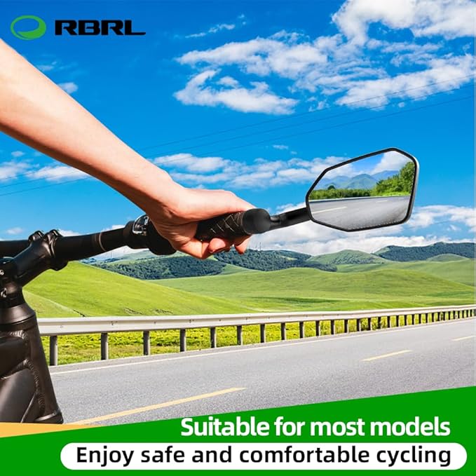 RBRL Bicycle Mirror, Extra Large Bike Mirror, 360° Adjustable Shatterproof and Durable Bar End Rear View Mirror Bike, Bicycle Side Mirror for E-Bike (Right)