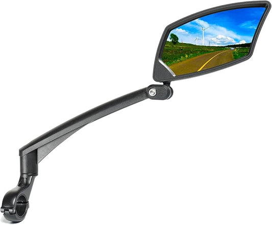Handlebar Bike Mirror, Scratch Resistant Glass Lens, Ajustable and Rotatable Safe Rearview Bicycle Mirror