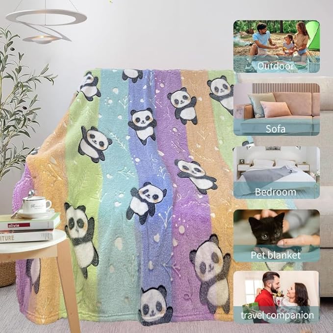 Panda Blankets for Girls/Boys, Gifts Girls, Kids Toddler Blanket Kids, Personalized Baby Soft Fleece and Throw, Birthday 40inx 50in