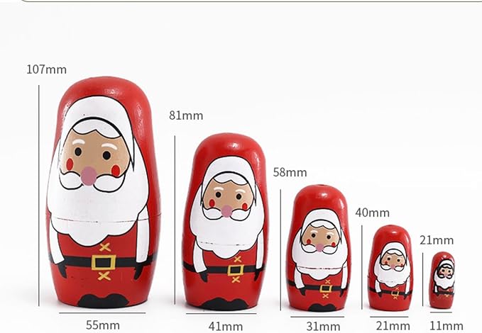Nesting Dolls Wooden Matryoshka Russian Doll Handmade Stacking Toy Set 5 Pieces for Kids