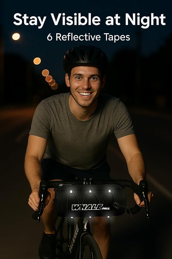 whale fall Bike Handlebar Bag – 2.4L Cycling Front Bag with Elastic Cord & Shoulder Strap, Lightweight Commuter Accessories for Road & Mountain Bikes, Reflective & Water-Resistant Fabric