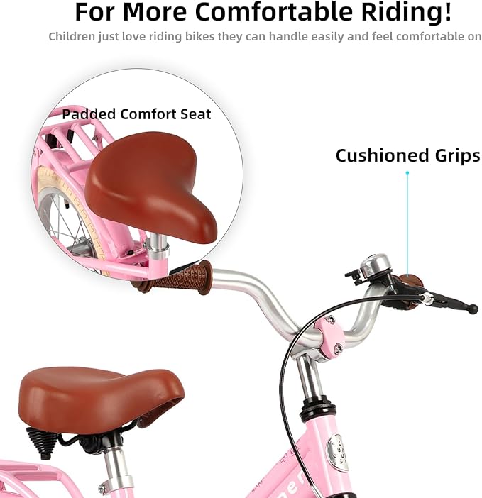 JOYSTAR Girls Bike for 2-12 Years Old Toddlers and Kids, 12" 14" 16" 18“ Retro Style Kids Bike with Training Wheels, 20 Inch Children Bicycle with Kickstand