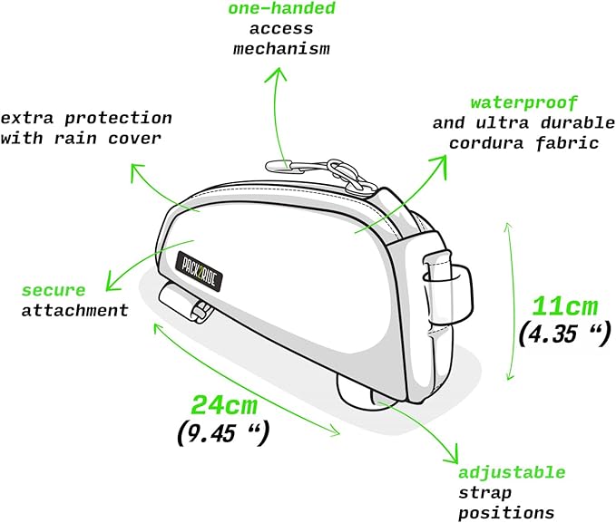 Onedrop Bike Frame Bag - Water Resistant Top Tube Bike Bag with Durable Cordura Fabric, Front Bicycle Storage & Bikepacking Pouch, Cycling Accessories for Biking Travel (Black)