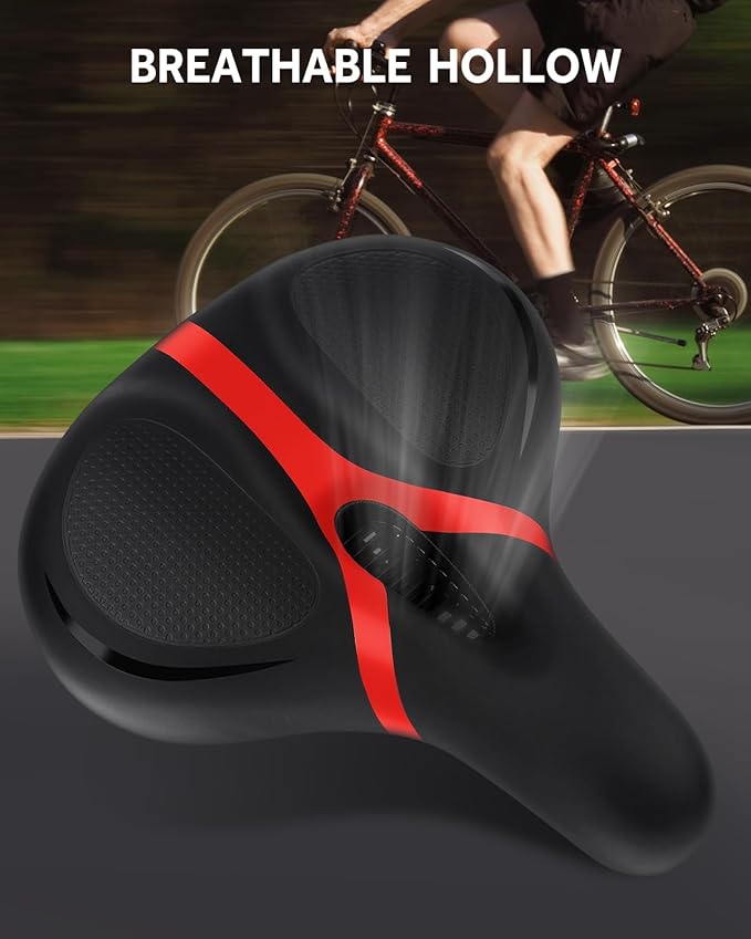 Bicycle Seat Replacement, Bike Seat for Men and Women, Comfort Wide Bike Saddle Memory Foam Padded Soft Bike Seat Cushion Compatible with Peloton, Mountain, City Bikes, Indoor Exercise Bikes