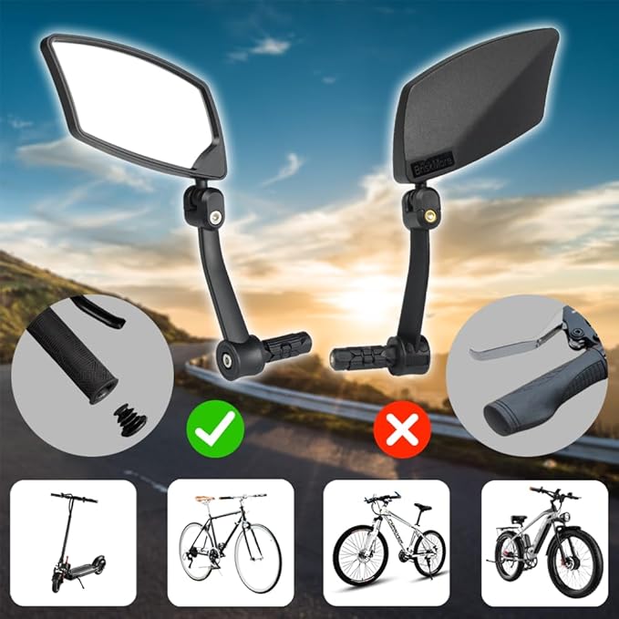Handlebar Bike Mirror - HD Blast-Resistant, Adjustable Rotatable Rearview Mirror for Left Side Bicycle