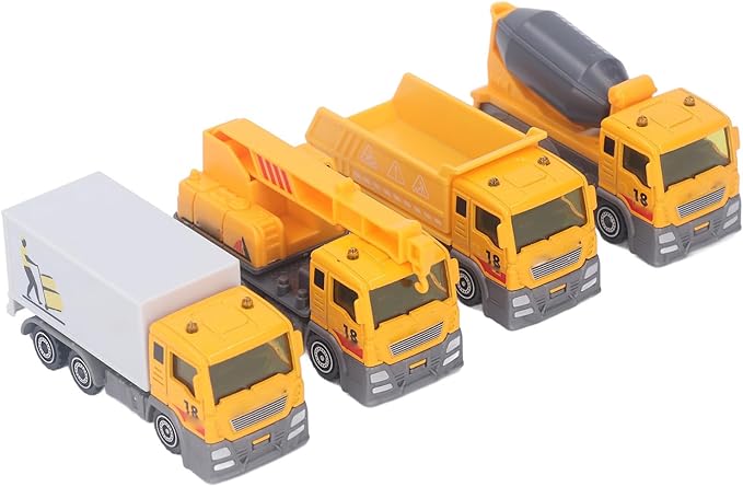 TOPINCN Children Engineering Vehicle Toys Construction Cars Toy Set Plastic Alloy Durable with 4 Mini Vehicles for Toddlers Kids Play