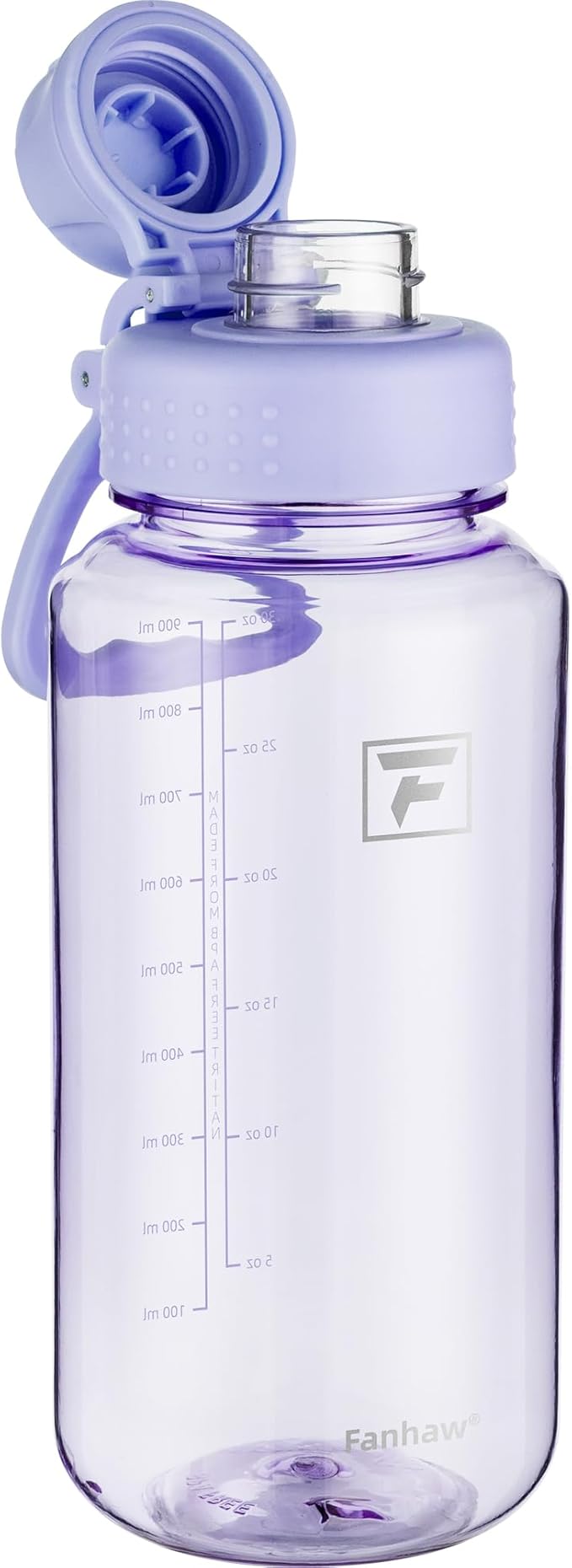 Fanhaw 32 oz Clear Water Bottle with Fast-Flow Spout Lid, BPA-Free Tritan, Wide Mouth, Leakproof, Reusable Bottle for Gym, School, Office, Travel (Amethyst)