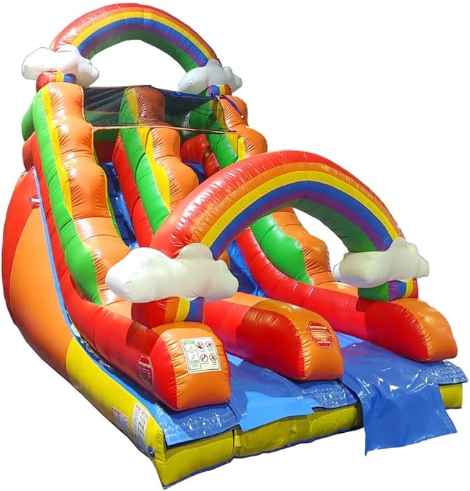 Inflatable Water Slides for Kids - Backyard Inflatable Water Slides with Splash Pool - Rainbow Cloud Slide Complete with Blower, and Stakes - 25.5' x 9' - 15' Tall Slide
