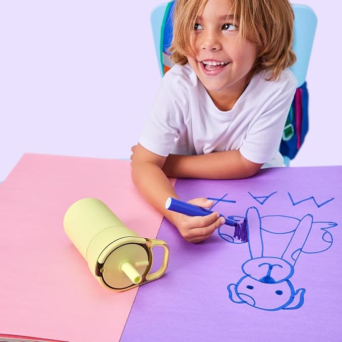 BrüMate Leap 12oz 100% Leakproof Kids Tumbler with Handle and Silicone Soft Straw | Durable Drop Resistant Silicone Sleeve | Made of Insulated Stainless Steel | Cup Holder Friendly | (Limoncello)