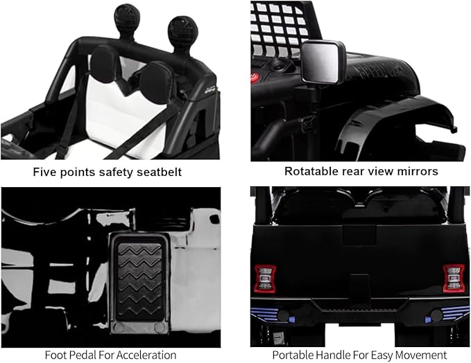 12V Ride On Car, Electric Car for Kids, Ride on Toys, Kids Cars with 3 Speeds Adjustable, Bluetooth, Parent Remote Control, Spring Suspension, AUX Port-Black