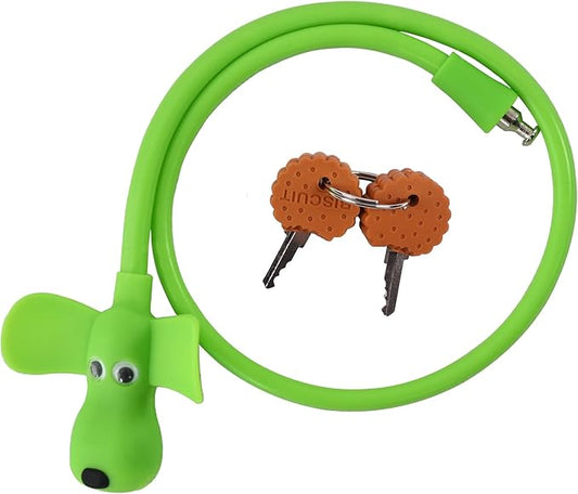 Bike Cable Lock with Keys,Silicone Covered Kids Cable Lock Cartoon Lock,2 Feet Lock for Bike,Door,Skateboard,Helmet and More
