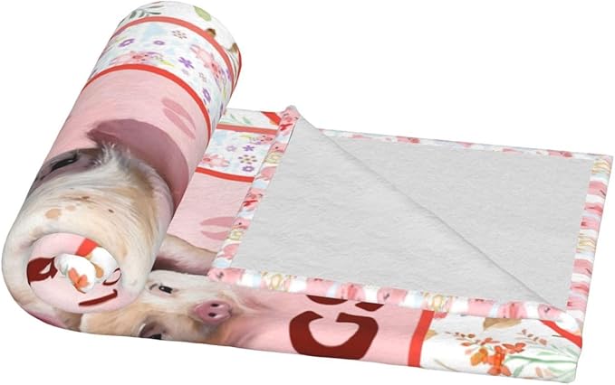 Cute Pig Blanket Just A Girl Who Loves Pigs Throw Blanket Ultra Soft Cozy Fleece Flower Animal Gift Fuzzy Plush Bedding Blankets for Kids Teens Adults Girls Boys Women Men 50"x40"