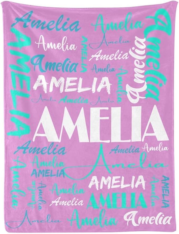 Dr.TOUGH Personalized Name Blanket Personalized Blanket for Adult Kids Flannel Customized Personalized Blankets and Throws