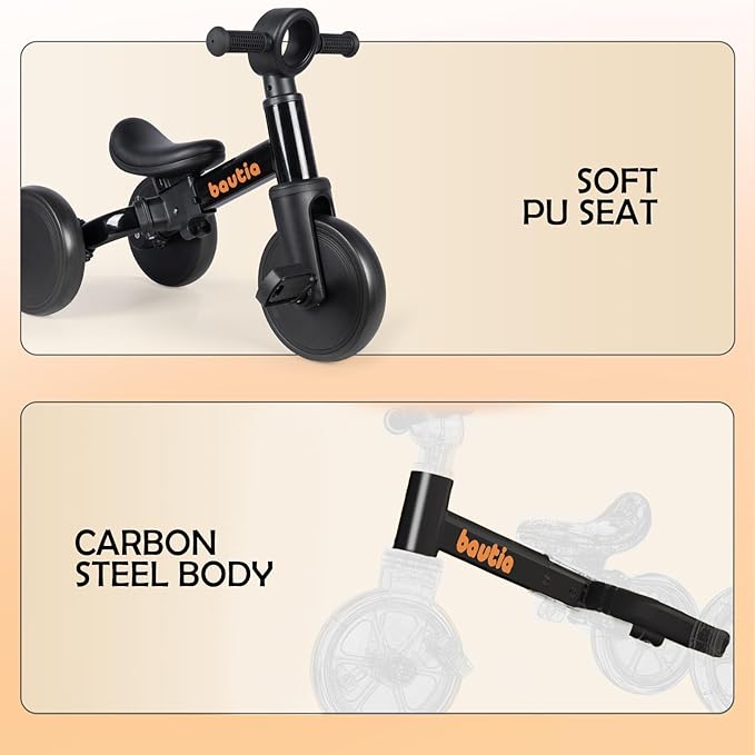 Tricycle for Toddlers 1-3, 4 in 1 Baby Balance Bike 1 2 Year Old Boy Girl Birthday Gift, Kids Bicycle Outdoor Toy with Removable Pedals