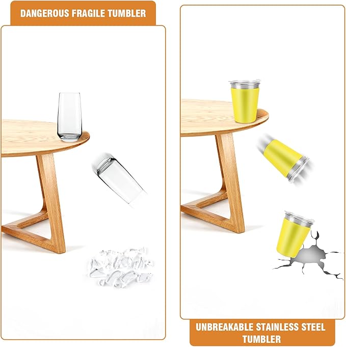 Kids Stainless Steel Cups with Lids, Spill Proof Metal Tumblers With Stainless Steel Straws for Adults, Unbreakable Toddle Cups with Full Wrapped Anti-Scald Sleeves for Hot and Cold Drinks.6Pack.12oz