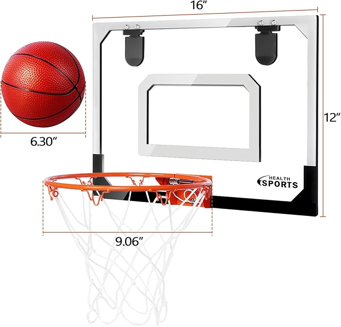 AOKESI Indoor Mini Basketball Hoop Set for Kids - 17" x 12.5" Door Hoops Room&Wall Mounted with Complete Accessories Game Toys Balls Gifts Boys Teens