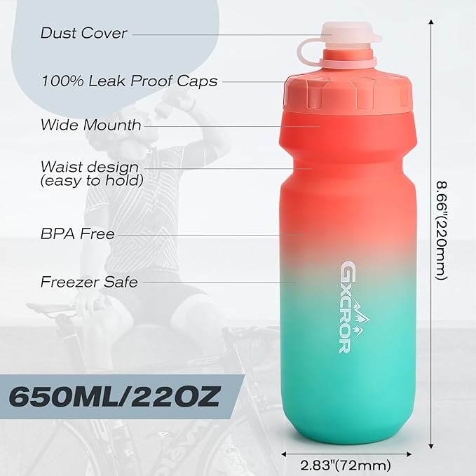 GXCROR Bike Water Bottle Holder with Bottle Combo, Lightweight, Durable & Secure Water Bottle Cage Set, Easy Installation, Fit for Sport Outdoor Cycling, MTB Road
