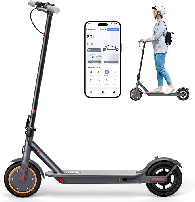 Electric Scooter, Folding E Scooter for Adults with Seat, 350W Motor, 8.5" Tire, 19MPH, 21Mile Long Range Lightweight Teens Commuting Sit Down Escooter with App, Bluetooth, Dual Brake (Seat Optional)