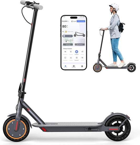Electric Scooter, Folding E Scooter for Adults with Seat, 350W Motor, 8.5" Tire, 19MPH, 21Mile Long Range Lightweight Teens Commuting Sit Down Escooter with App, Bluetooth, Dual Brake (Seat Optional)
