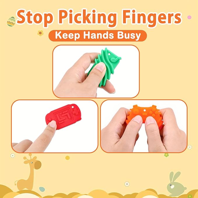 Sensory Toys Silicone Worry Stones 6 Packs - Fidget Toys for Autism Kids & Adults, Anxiety Relief Tools with Unique Shapes for School / Office Use, Calming Stress Toy & Fun Student Prizes
