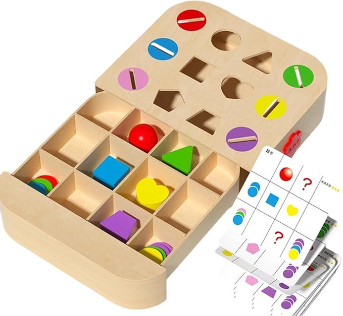 Shape Sorter, Wooden Learning Toy, Educational Color Sorting Games, Engaging Design With Bright Shapes And Easy Grip Pieces, Preschool Learning Activity Baby Girl Toddler Boy Kid Birthday Play