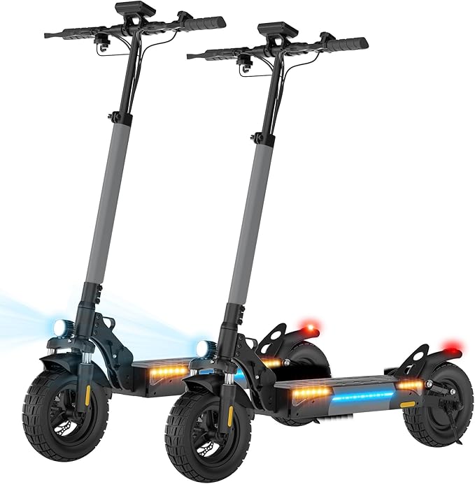 Electric Scooter for Adults, 28 MPH Top Speed & 28 Mile Range, 1000W Powerful Motor, 10" Off-Road Tires, Dual Suspension & Ambient Light & Turn Signals, Foldable Adjustable Handlebar Commuting Scooter