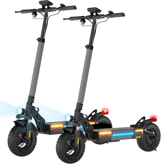 Electric Scooter for Adults, 28 MPH Top Speed & 28 Mile Range, 1000W Powerful Motor, 10" Off-Road Tires, Dual Suspension & Ambient Light & Turn Signals, Foldable Adjustable Handlebar Commuting Scooter