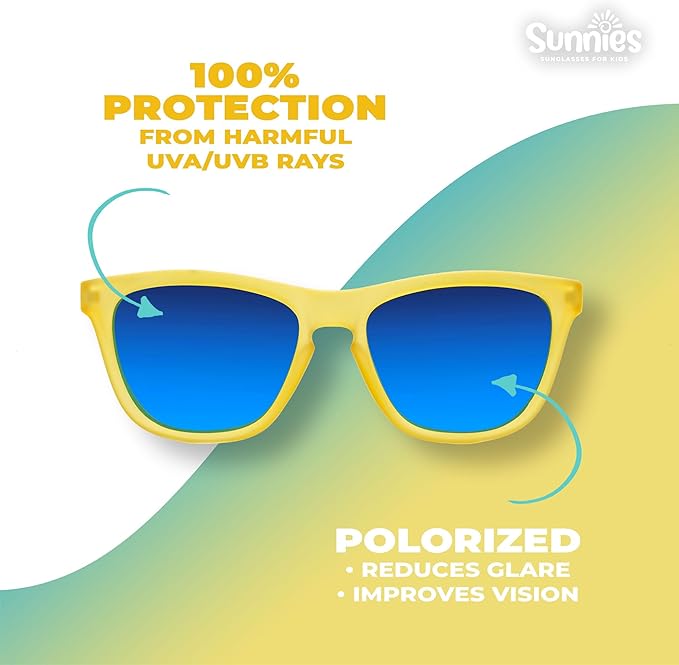 Sunnies Shades Kids Sunglasses, Toddler Sunglasses - Polarized UVA and UVB Protection, Anti-Slip Frame for kids.