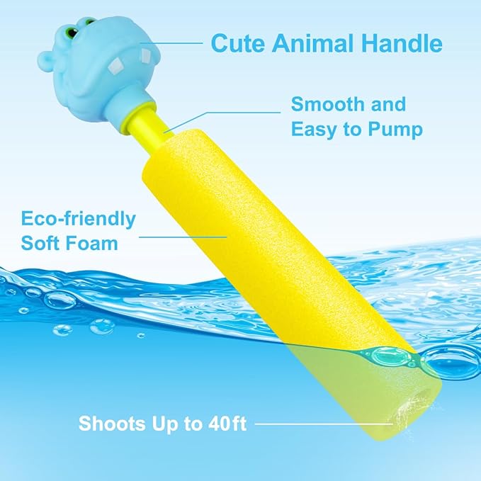 Water Guns, Water Squirter Gun 40 Ft Range Swimming Pool Beach Summer Party Outdoor Water Toys for Kids Age 4-12 Water Blasters for Teens Adults (animal-6pcs)