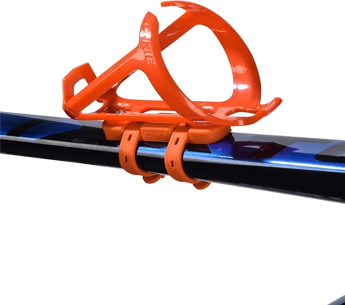 ZONKIE Bicycle Bottle Cages, Plastic Bike Bottle Holder with Cage Mounting Base (Orange)
