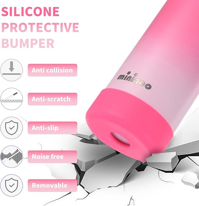 Mininoo Insulated Stainless Steel Kids Water Bottle for School with Straw Lid & Strap, 50 Stickers, 18 oz(Sweat Peach)