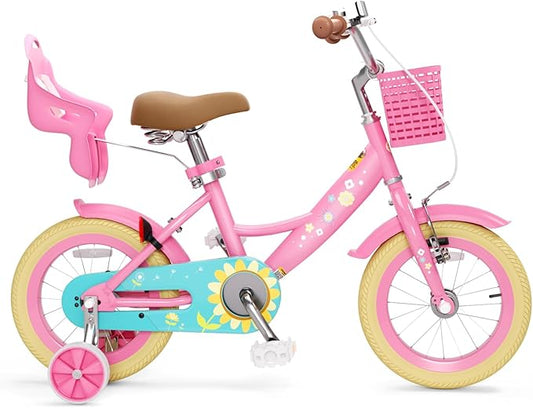 XJD Girls Bike for Toddlers and Kids Ages 2-12 Years Old,12 14 16 Inch Kids Bike with Training Wheels & Basket